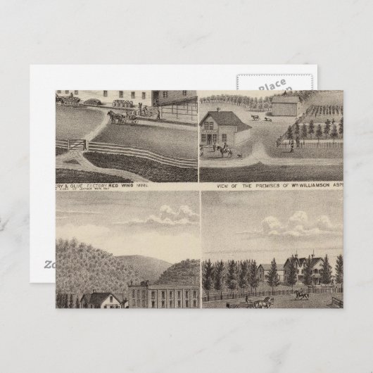 Fabrik, Geschäfte und Residenzen, Minnesota Postkarte (Vorne/Hinten)