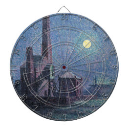 Fabrik im Mondschein (urbane Landschaft) (Luce) Dartscheibe