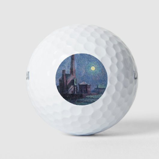 Fabrik im Mondschein (urbane Landschaft) (Luce) Golfball (Vorderseite)