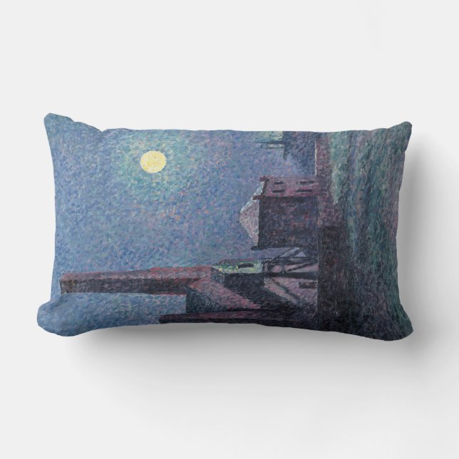 Fabrik im Mondschein (urbane Landschaft) (Luce) Lendenkissen (Vorderseite)