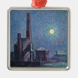 Fabrik im Mondschein (urbane Landschaft) (Luce) Ornament Aus Metall