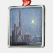 Fabrik im Mondschein (urbane Landschaft) (Luce) Ornament Aus Metall (Links)