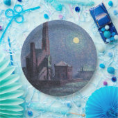 Fabrik im Mondschein (urbane Landschaft) (Luce) Pappteller (Party)