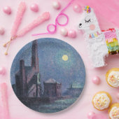 Fabrik im Mondschein (urbane Landschaft) (Luce) Pappteller (Party)