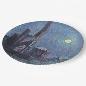 Fabrik im Mondschein (urbane Landschaft) (Luce) Pappteller (Schrägansicht)