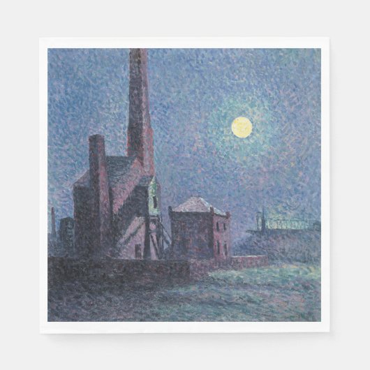 Fabrik im Mondschein (urbane Landschaft) (Luce) Serviette (Vorderseite)