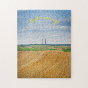 Fabrikschornsteine mit gelbem Feld Puzzle