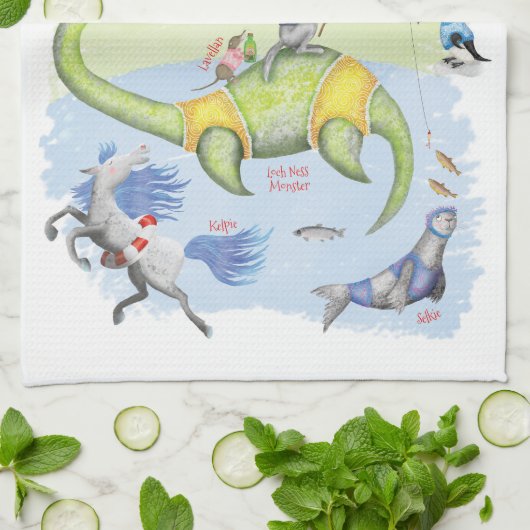 Fabully Scottish Beasts Teetuch Geschirrtuch (Gefaltet)