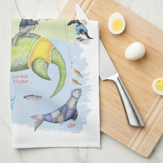 Fabully Scottish Beasts Teetuch Geschirrtuch (Viertel Falte)