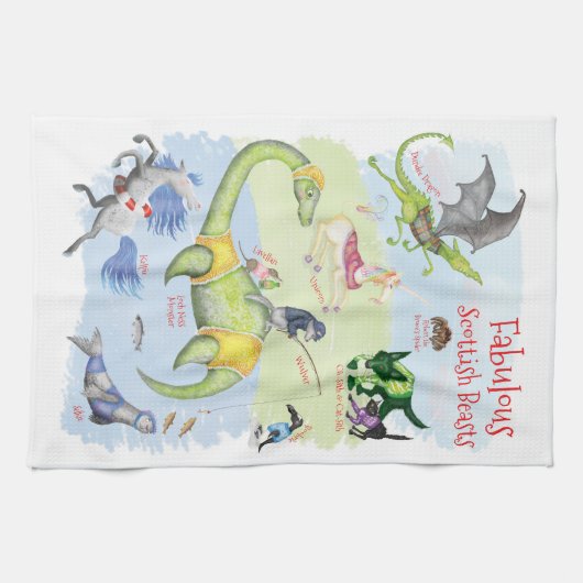 Fabully Scottish Beasts Teetuch Geschirrtuch (Horizontal)