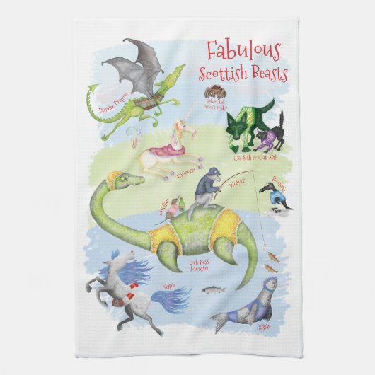 Fabully Scottish Beasts Teetuch Geschirrtuch (Vertikal)