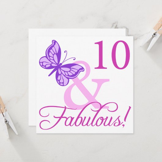 Fabulous 10. Geburtstag Karte (Vorderseite/Rückseite Beispiel)