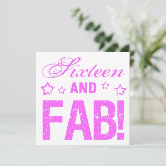 Fabulous 16. karte (Stehend Vorderseite)