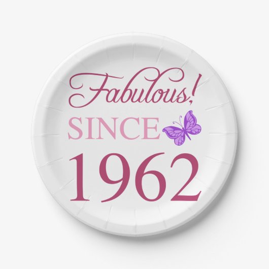 Fabulous 1962 Women’s 60 th Birthday Pappteller (Vorderseite)