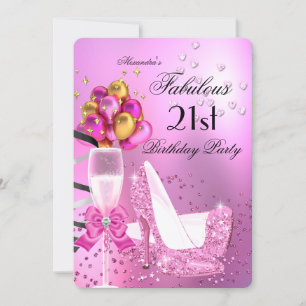 Fabulous 21. Shimmer Light Pink Heelse Geburtstag Einladung