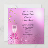 Fabulous 21. Shimmer Light Pink Heelse Geburtstag Einladung (Rückseite)