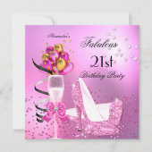 Fabulous 21. Shimmer Light Pink Heelse Geburtstag Einladung (Vorderseite)