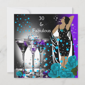 Fabulous 30 30. Geburtstag Aquamarine Rose Lila Einladung