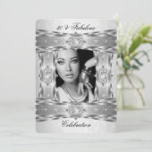Fabulous 30 Elegant Diamond Gem Silver White Foto Einladung (Stehend Vorderseite)