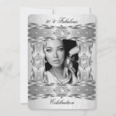 Fabulous 30 Elegant Diamond Gem Silver White Foto Einladung (Vorderseite)