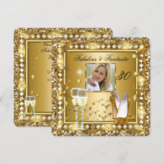 Fabulous 30 Foto Gold Glam Hollywood Geburtstag Einladung