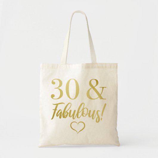 Fabulous 30. Geburtstag (Gold) Tragetasche (Vorne)