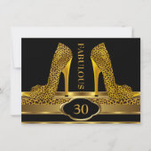 Fabulous 30 Leopard Gold Cheetah High Heels Party Einladung (Vorderseite)