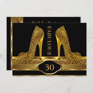 Fabulous 30 Leopard Gold Cheetah High Heels Party Einladung