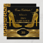 Fabulous 30 Wild Leopard Gold Cheetah High Heels 2 Einladung (Vorne/Hinten)