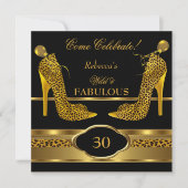 Fabulous 30 Wild Leopard Gold Cheetah High Heels 2 Einladung (Vorderseite)