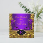 Fabulous 30 Wild Leopard Lila Cheetah Heelse Einladung (Stehend Vorderseite)