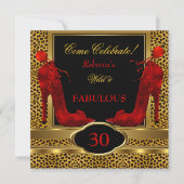 Fabulous 30 Wild Leopard Red Cheetah Heelse Einladung (Vorderseite)