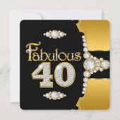 Fabulous 40 40. Geburtstag Gold Black Diamond Einladung (Vorderseite)