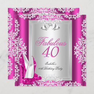 Fabulous 40 40. Geburtstag Party Hot Pink Shoes Einladung