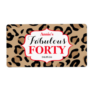 Fabulous 40 Birthday Red Leopard Wasserflasche