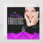 Fabulous 40 Foto Lila Black Birthday Party Einladung (Vorderseite)