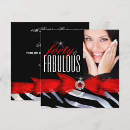 Fabulous 40 Foto Red Zebra Schwarz-weiß Geburtstag Einladung