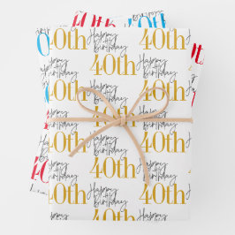 Fabulous 40. Geburtstag 3 Farben Geschenk Geschenkpapier Set