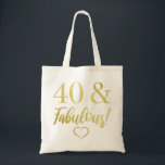Fabulous 40. Geburtstag (Gold) Tragetasche<br><div class="desc">Eine tolle Geburtstagsgeschenkidee für Frauen,  die einen Meilenstein in der Geschichte mit einer extravaganten Goldprägung im Stilstil erreichen.</div>