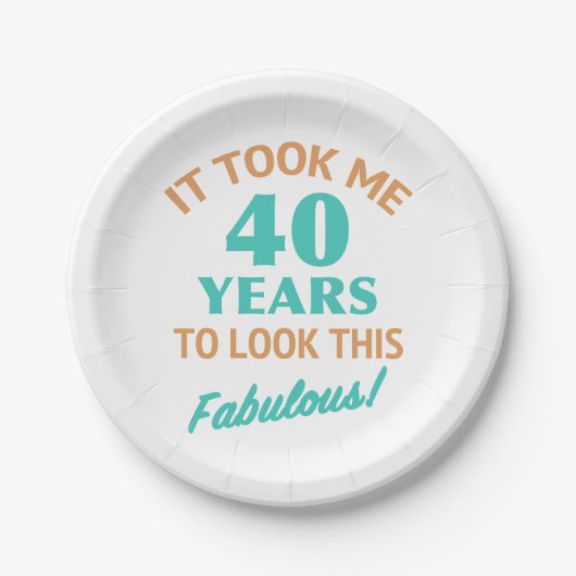 Fabulous 40. Geburtstag Pappteller (Vorderseite)