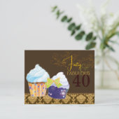 Fabulous 40. Geburtstags Party Cupcakes Einladung (Stehend Vorderseite)