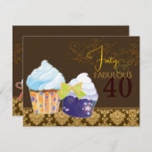 Fabulous 40. Geburtstags Party Cupcakes Einladung (Vorne/Hinten)