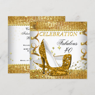 Fabulous 40 Glitzer White Gold Heelse Geburtstag Einladung