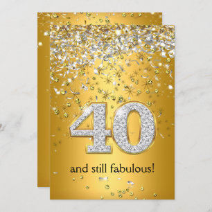 Fabulous 40 Gold Silver Streamers 40. Geburtstag Einladung