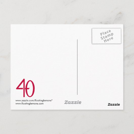 Fabulous 40 grüne Postkarte (Rückseite)