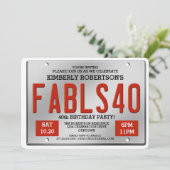 Fabulous 40 Licence Plate Geburtstagseinladungen Einladung (Stehend Vorderseite)