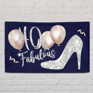 Fabulous 40 Modern Navy Blue Girl 40. Geburtstag Banner