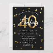 Fabulous 40 | Moderne Elegant Gold Stilvoll zum Ge Einladung (Vorderseite)