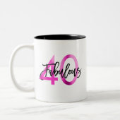 Fabulous 40. | Moderne Elegant Hot Pink Geburtstag Zweifarbige Tasse (Links)