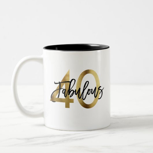 Fabulous 40. | Moderne Elegante Chic Gold Geburtst Zweifarbige Tasse (Links)